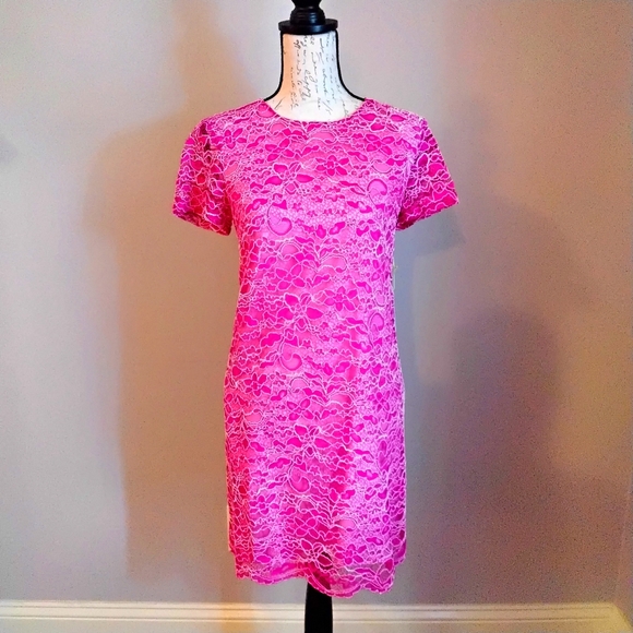 NWT CeCe By Cynthia Steffe Fuchsia Lace Dress - 4 - Picture 3 of 9
